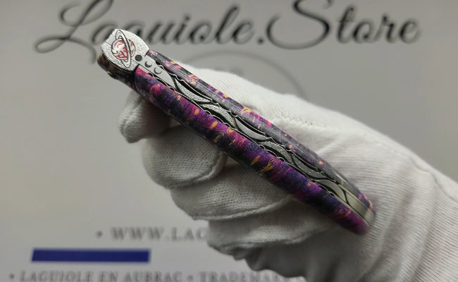 laguiole knife “saturn” – cosmos collection – elder burl (pink)