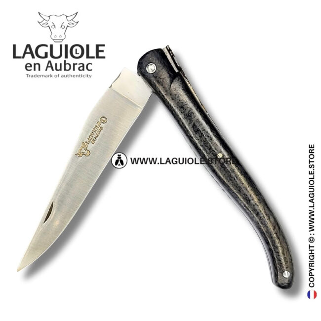 black eclipse – full carbon fiber laguiole knife – chiseled bee & honeycomb spring