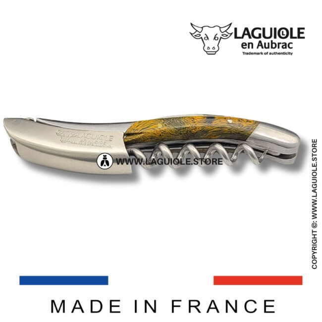 laguiole corkscrew green cheesewood satin finish