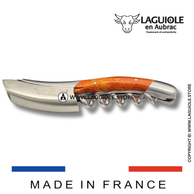 laguiole corkscrew orange coral cheesewood satin finish