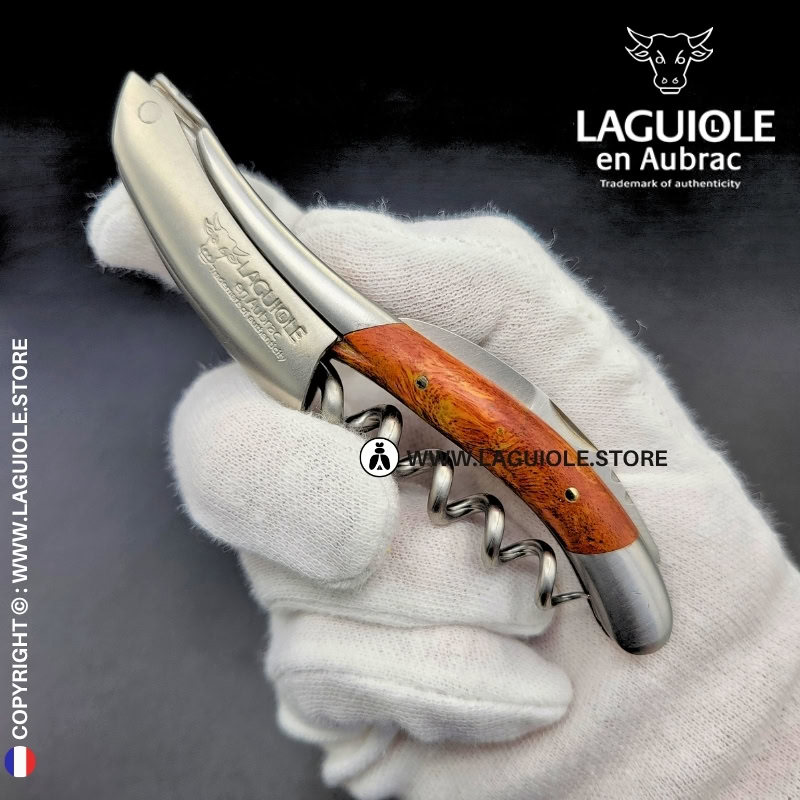 laguiole corkscrew orange coral cheesewood satin finish