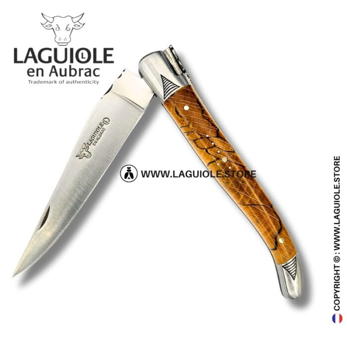 sacred beech: laguiole pocket knife in aubrac beech – hand engraved bee and bolsters