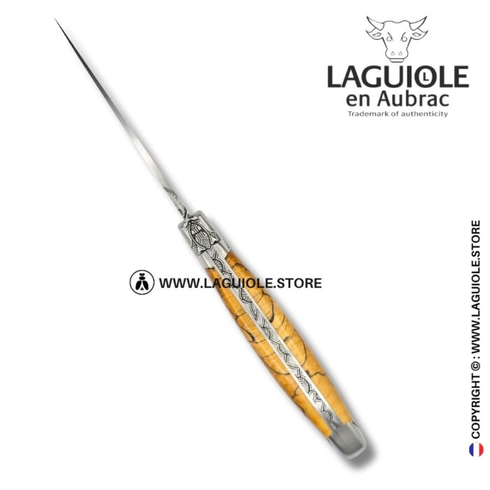 sacred beech: laguiole pocket knife in aubrac beech – hand engraved bee and bolsters
