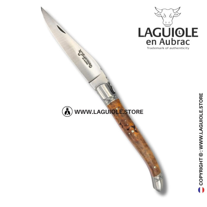 stellar wake: laguiole pocket knife in dark albizia – hand engraved bee and bolsters