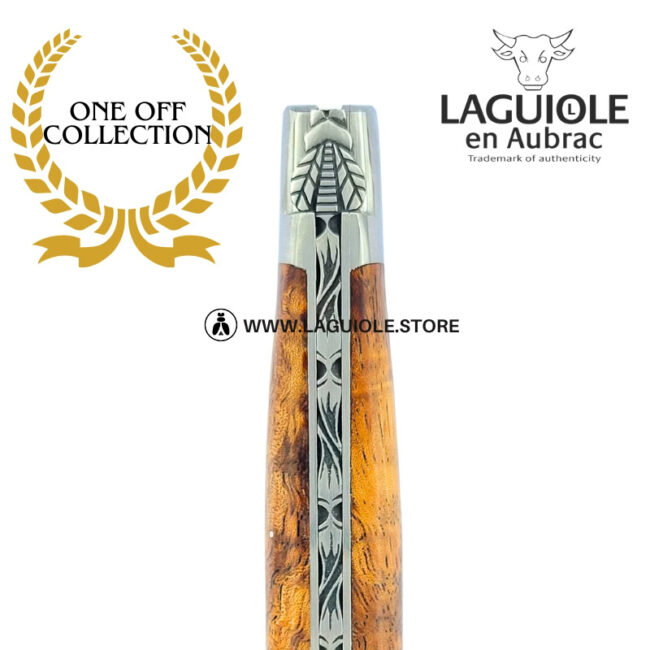 albizia field’s edge: laguiole pocket knife in albizia wood 1 bolster