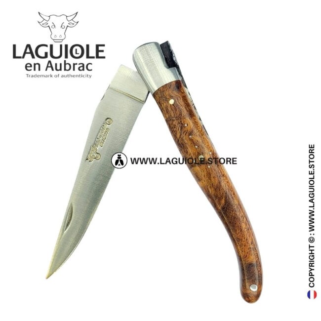 albizia field’s edge: laguiole pocket knife in albizia wood 1 bolster