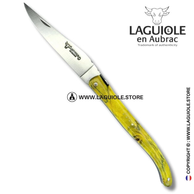 emerald priestess: laguiole pocket knife in green poplar burl full handle