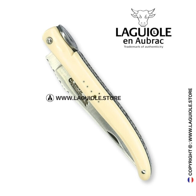 laguiole origine eiffel tower: full handle laguiole knife in white elforyn n°1