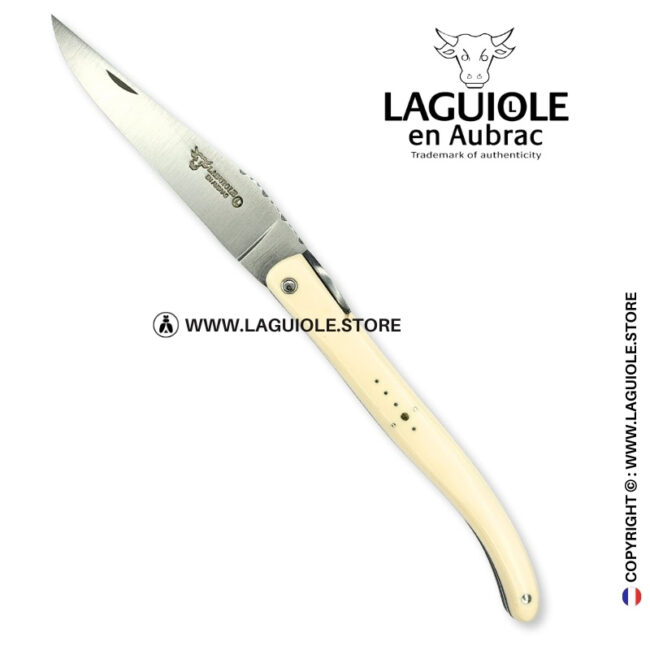 laguiole origine eiffel tower: full handle laguiole knife in white elforyn n°1