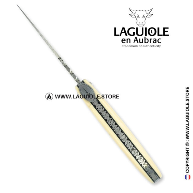 laguiole origine eiffel tower: full handle laguiole knife in white elforyn n°1