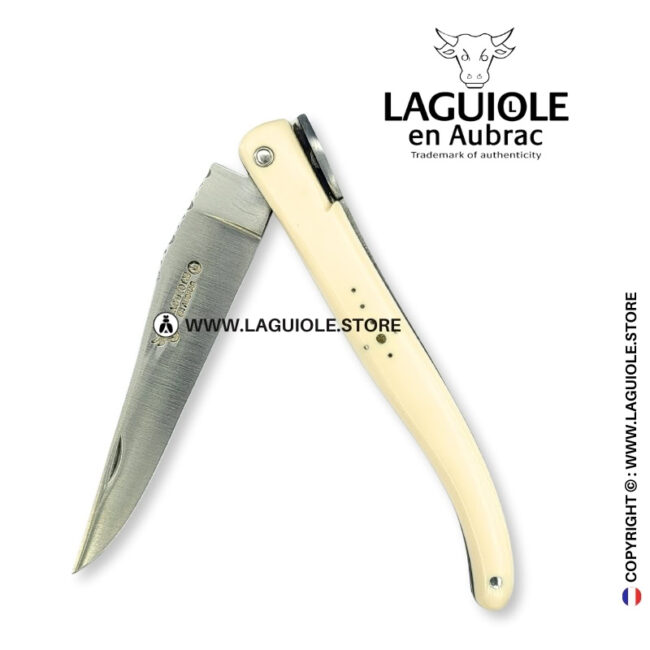 laguiole origine eiffel tower: full handle laguiole knife in white elforyn n°1