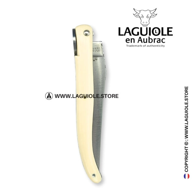 laguiole origine eiffel tower: full handle laguiole knife in white elforyn n°1