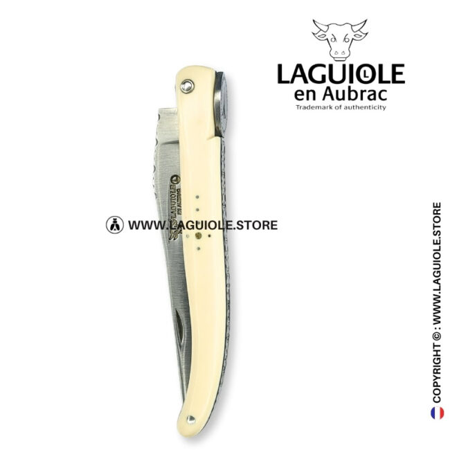 laguiole origine eiffel tower: full handle laguiole knife in white elforyn n°1