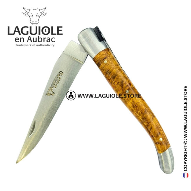 elven bee: laguiole pocket knife in golden amboina burl