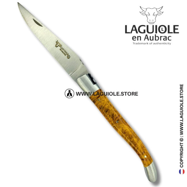 elven bee: laguiole pocket knife in golden amboina burl