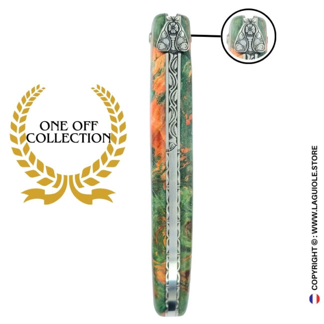 meadow bee: laguiole pocket knife in bicolor chestnut burl full handle