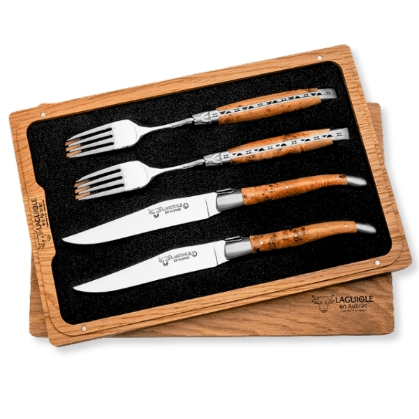 Set of 2 Laguiole Steak Knives and 2 Forks