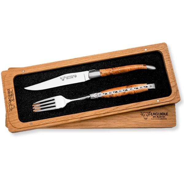 Set of 1 Laguiole Steak Knife and 1 Fork